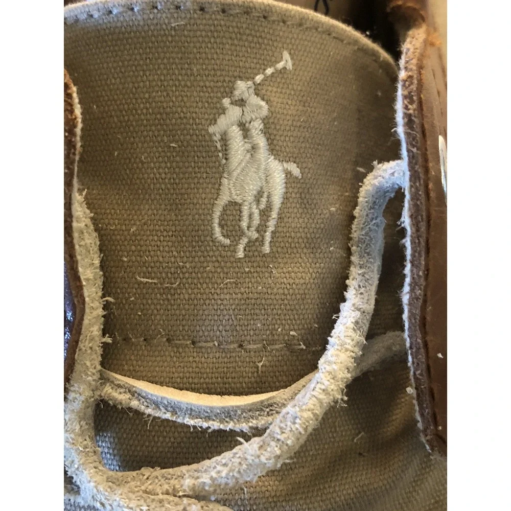 Polo Ralph Lauren Rylander Mens Loafer Slip On 12D Tan Canvas Boat Shoe